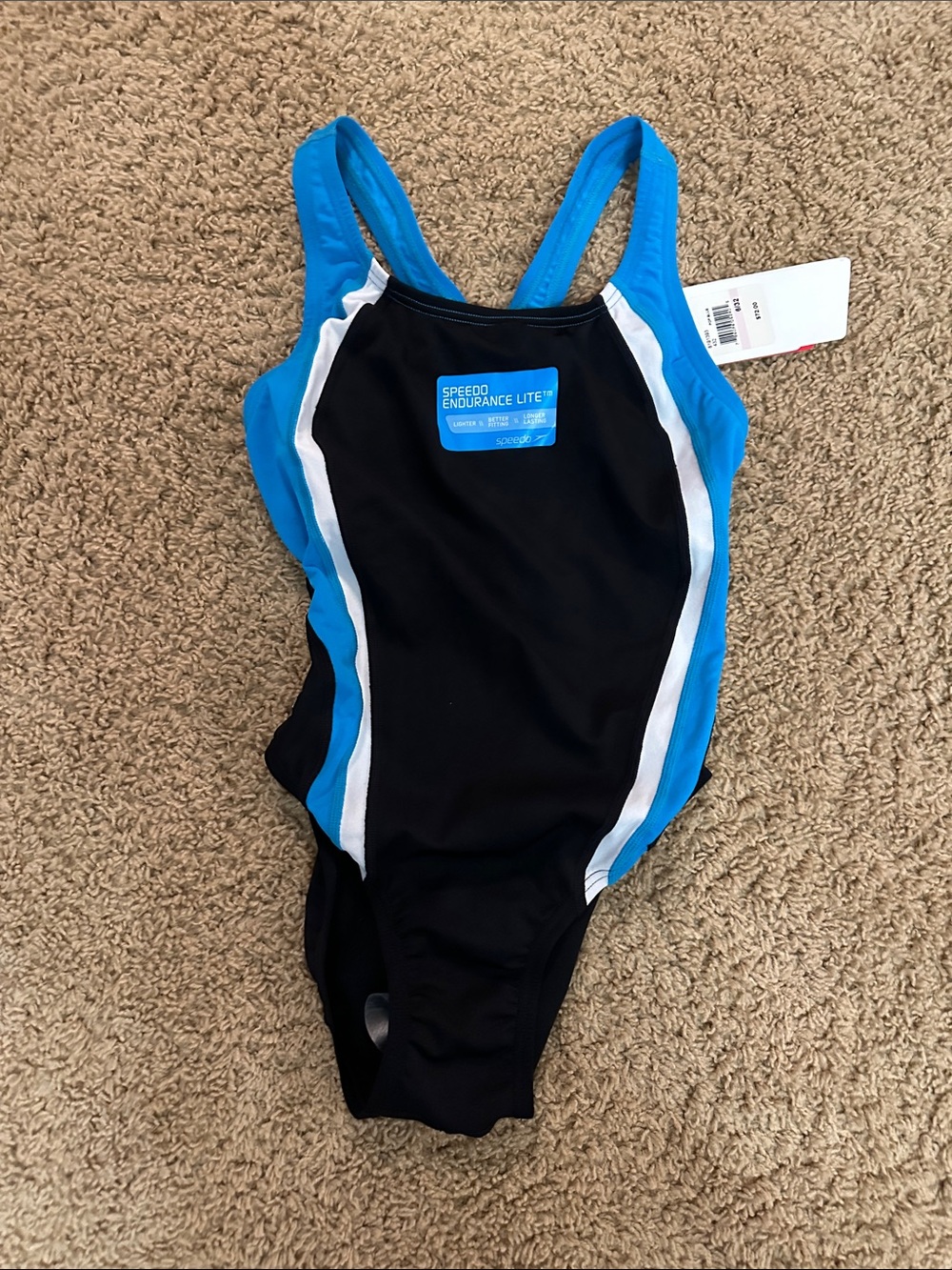 Speedo Black, Blue & White Girls' Endurance Lite One-Piece Swimsuit